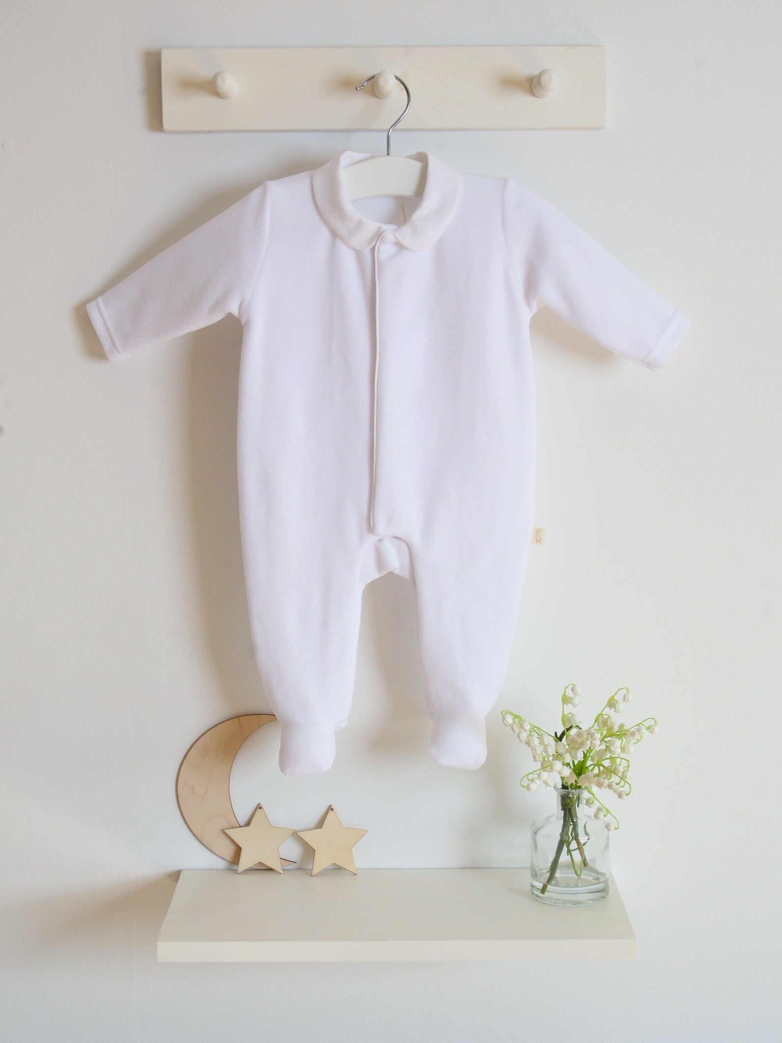 BabyGi White Angel Wings Velour Sleepsuit - Rose & Albert