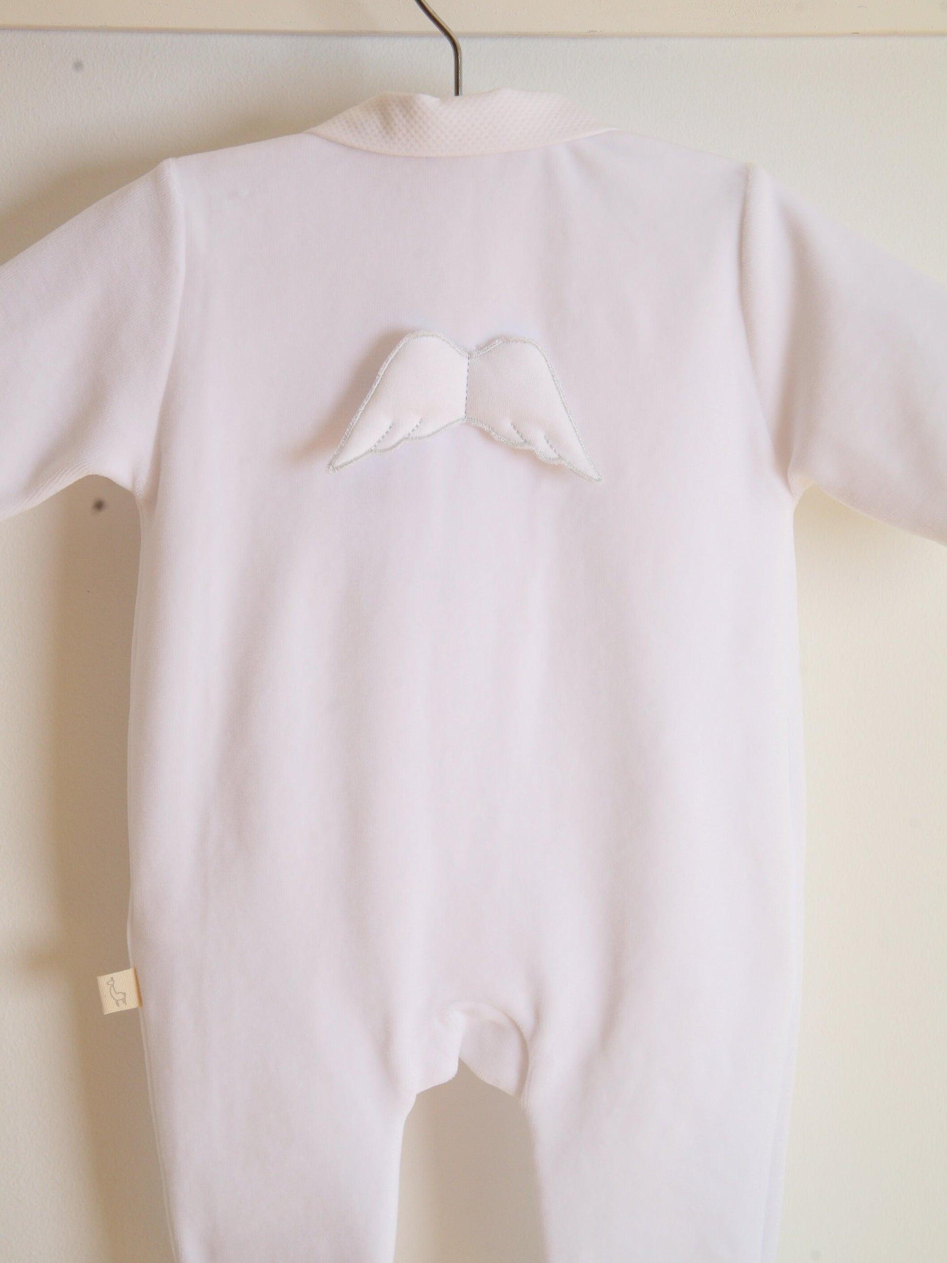 BabyGi White Angel Wings Velour Sleepsuit - Rose & Albert