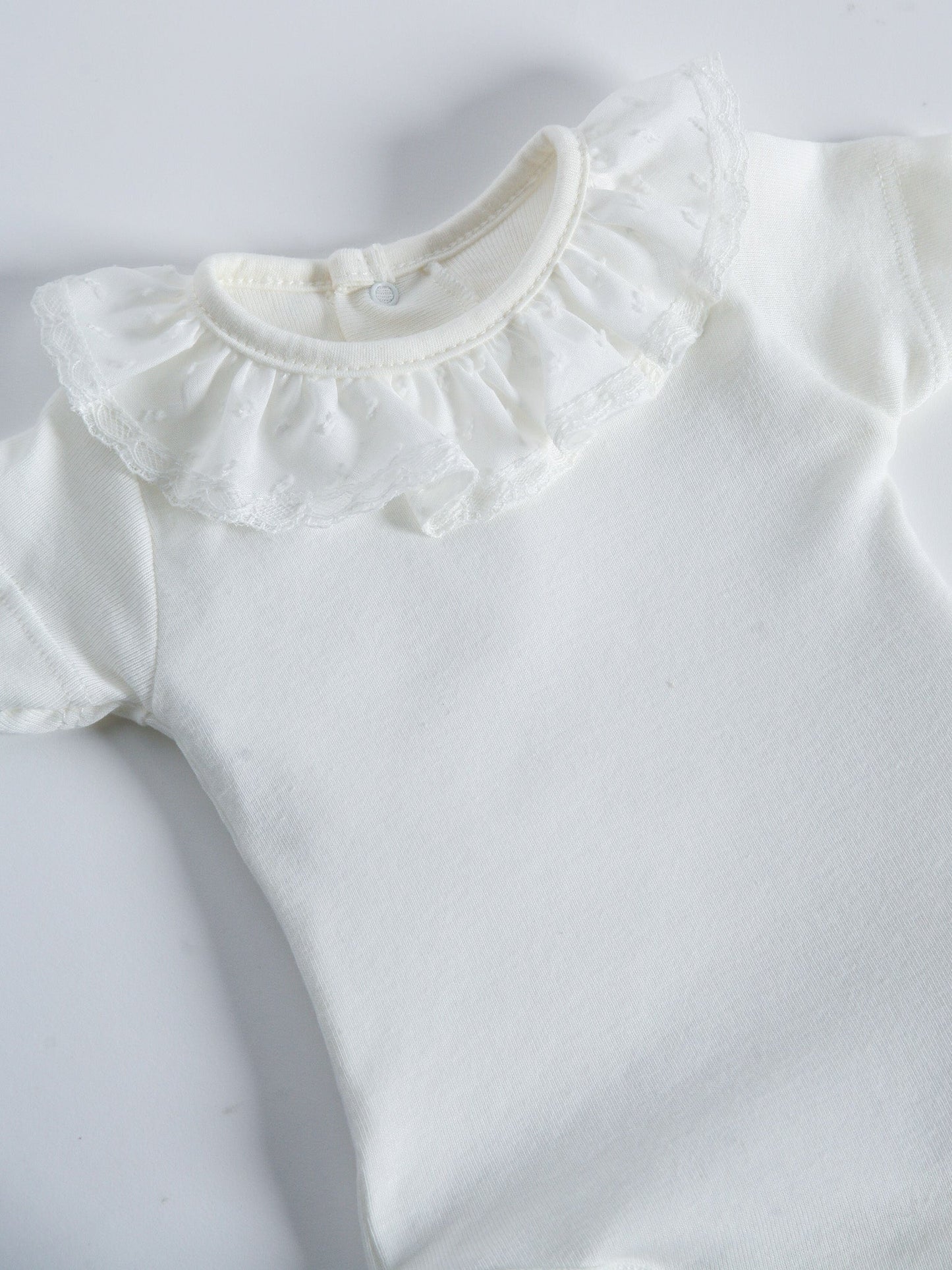 Calamaro Baby Ivory Plumetti Collar Short Sleeve Vest - Rose & Albert