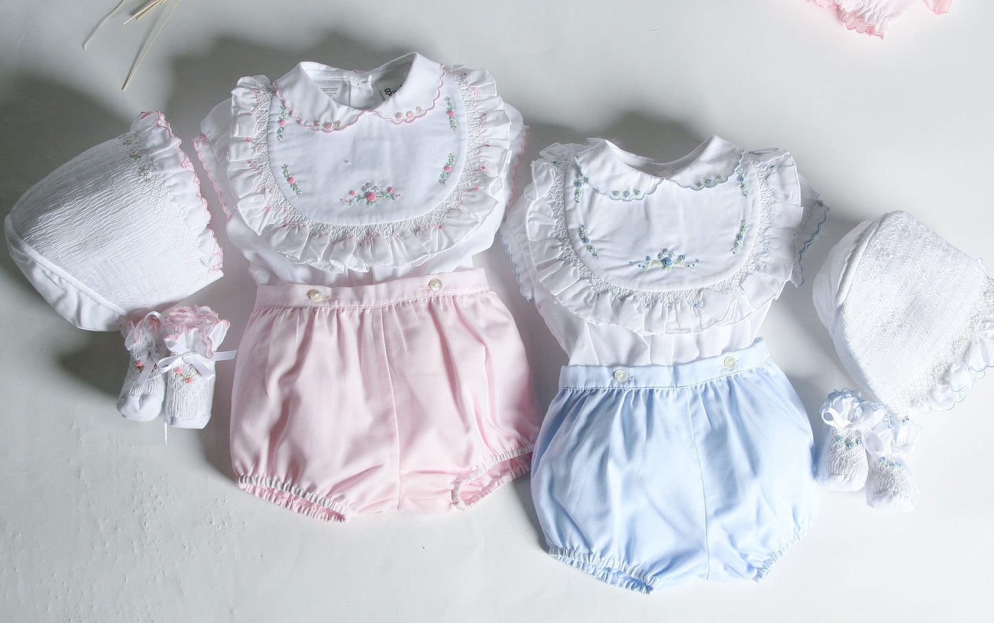 Sarah Louise Rosebud Pink Embroidered Bloomer & Blouse Set - Rose & Albert