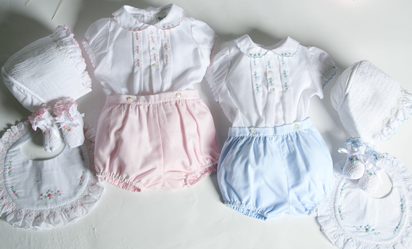 Sarah Louise Rosebud Pink Embroidered Bloomer & Blouse Set - Rose & Albert