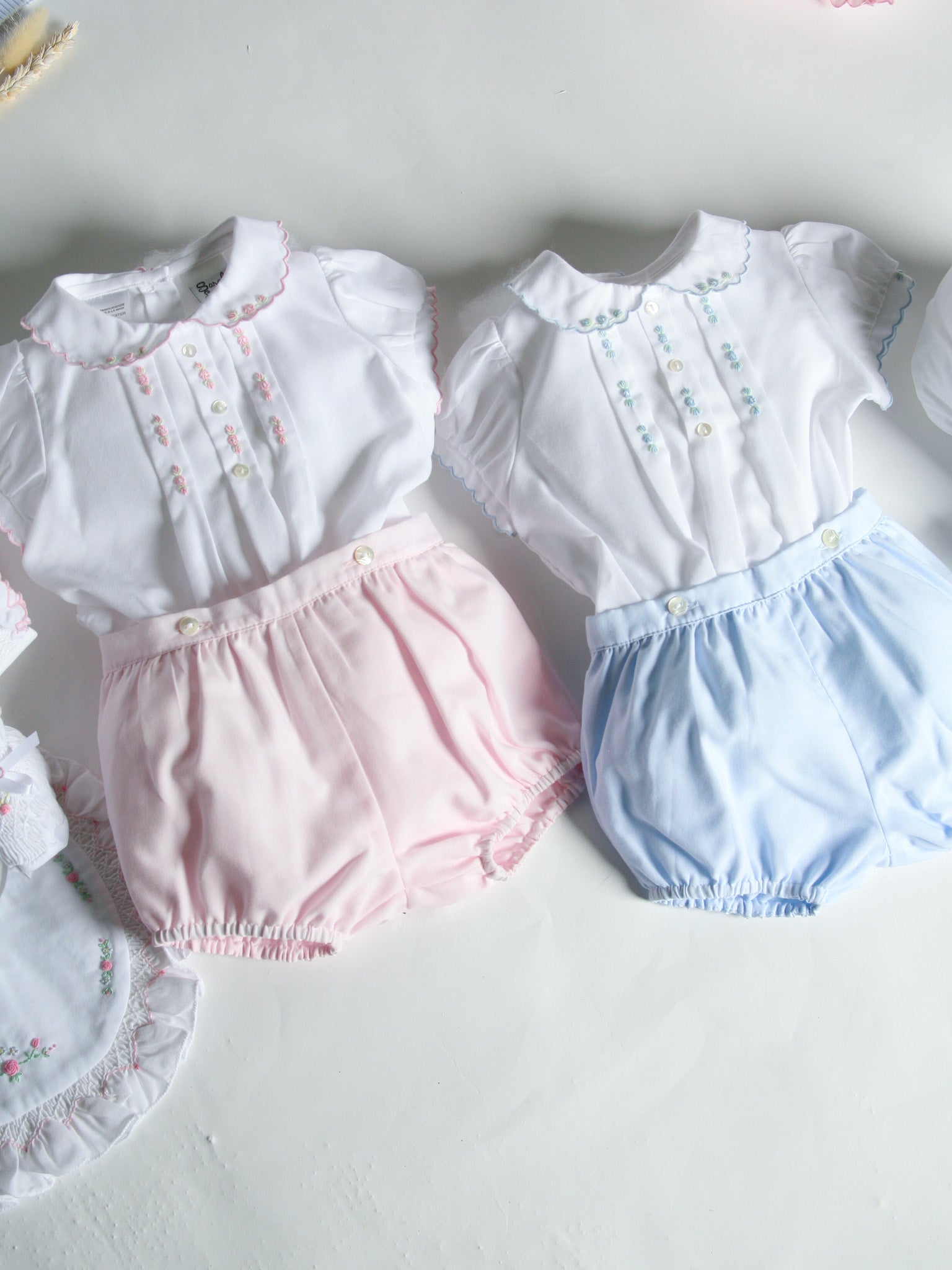 Sarah Louise Rosebud Pink Embroidered Bloomer & Blouse Set - Rose & Albert