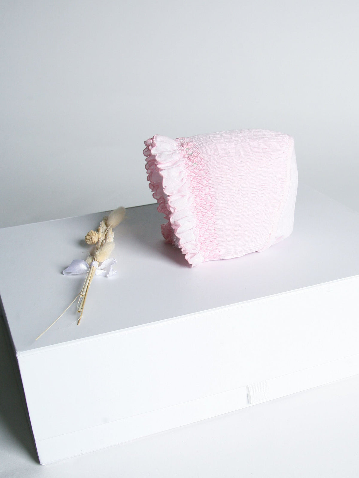Sarah Louise Rosebud pink smocked bonnet - Rose & Albert