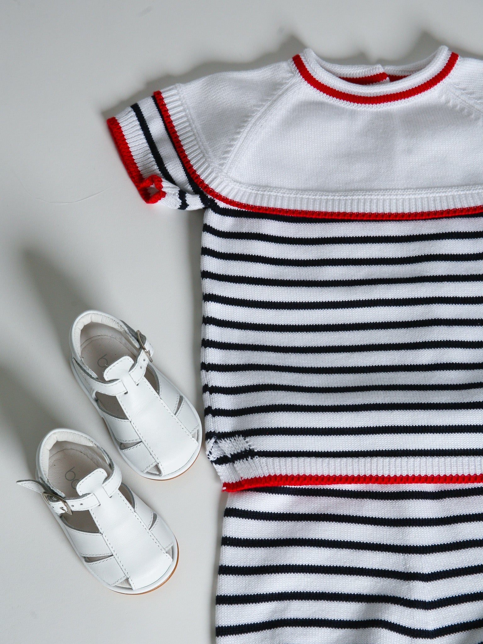 Granlei nautical striped bib collar short suit - Rose & Albert
