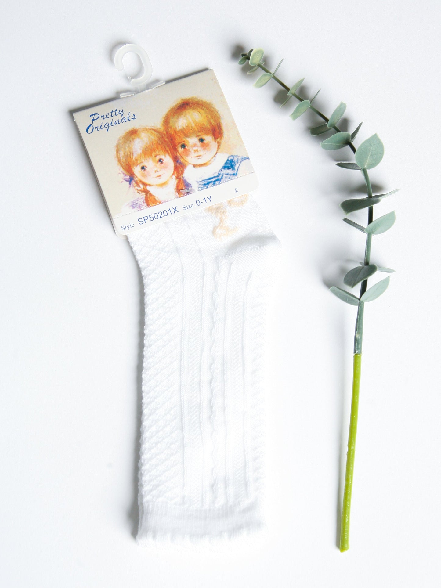 Pretty Originals White Patterned Knee Socks - Rose & Albert