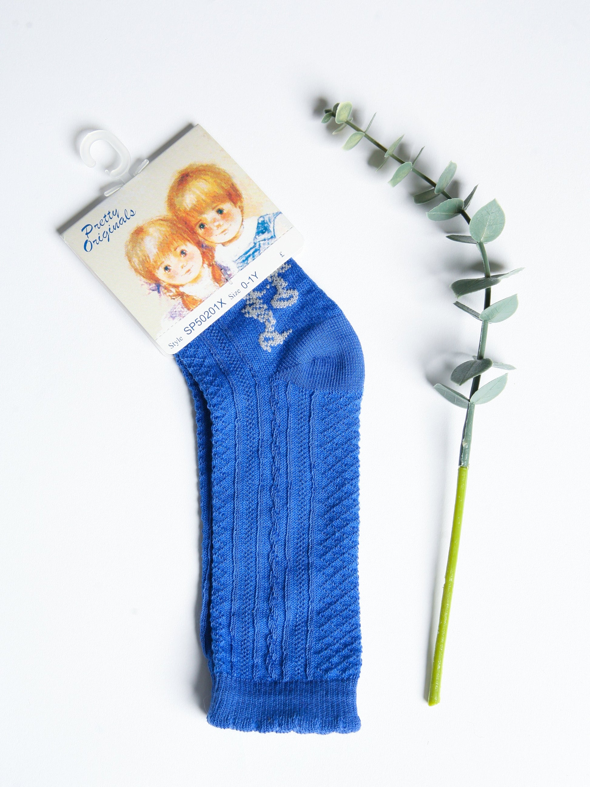 Pretty Originals Royal Blue Patterned Knee Socks - Rose & Albert