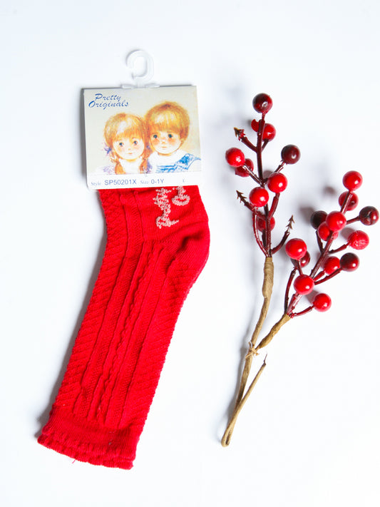 Pretty Originals Red Patterned Knee Socks - Rose & Albert