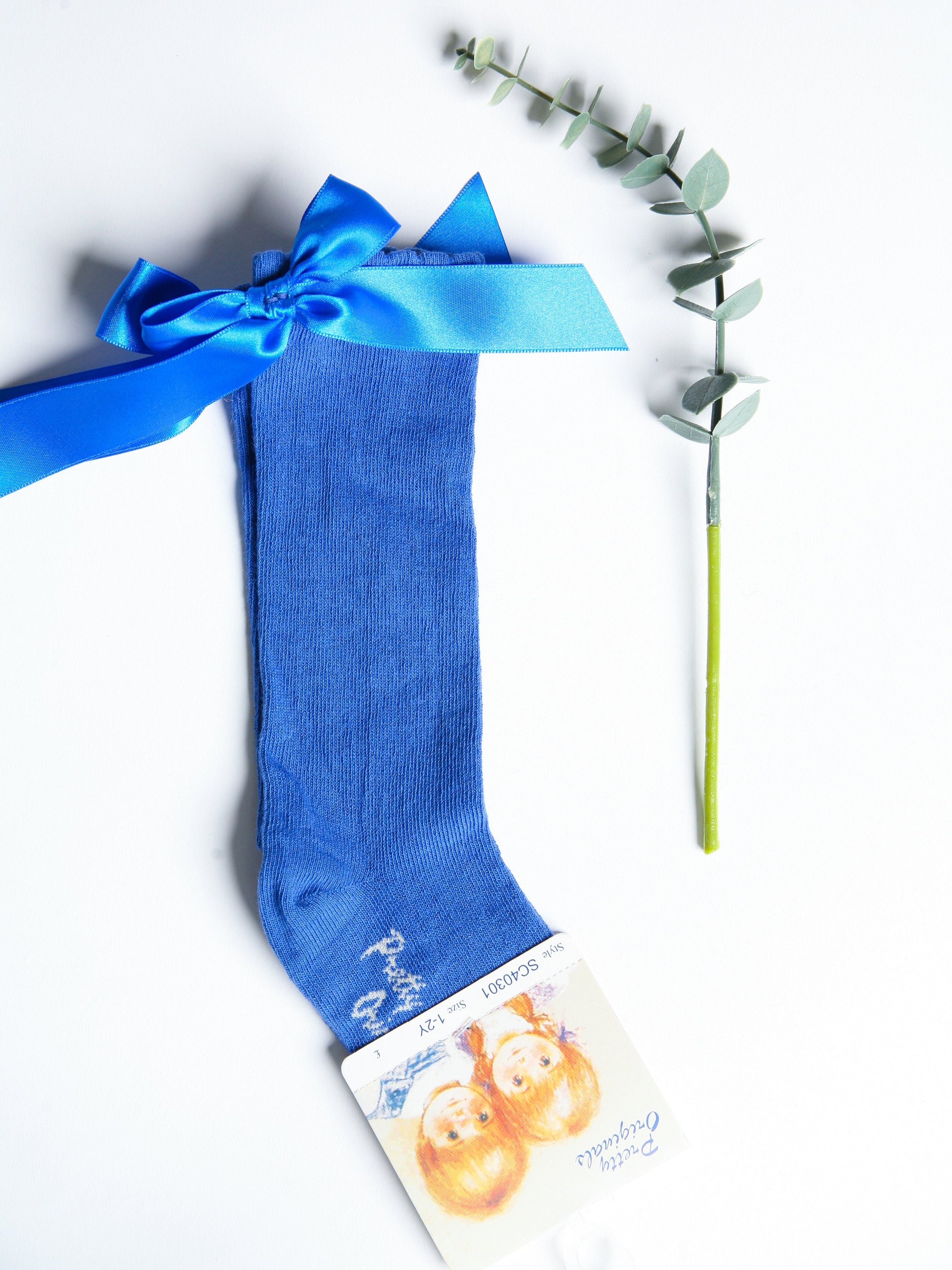 Pretty Originals Royal Blue Bow Knee Socks - Rose & Albert