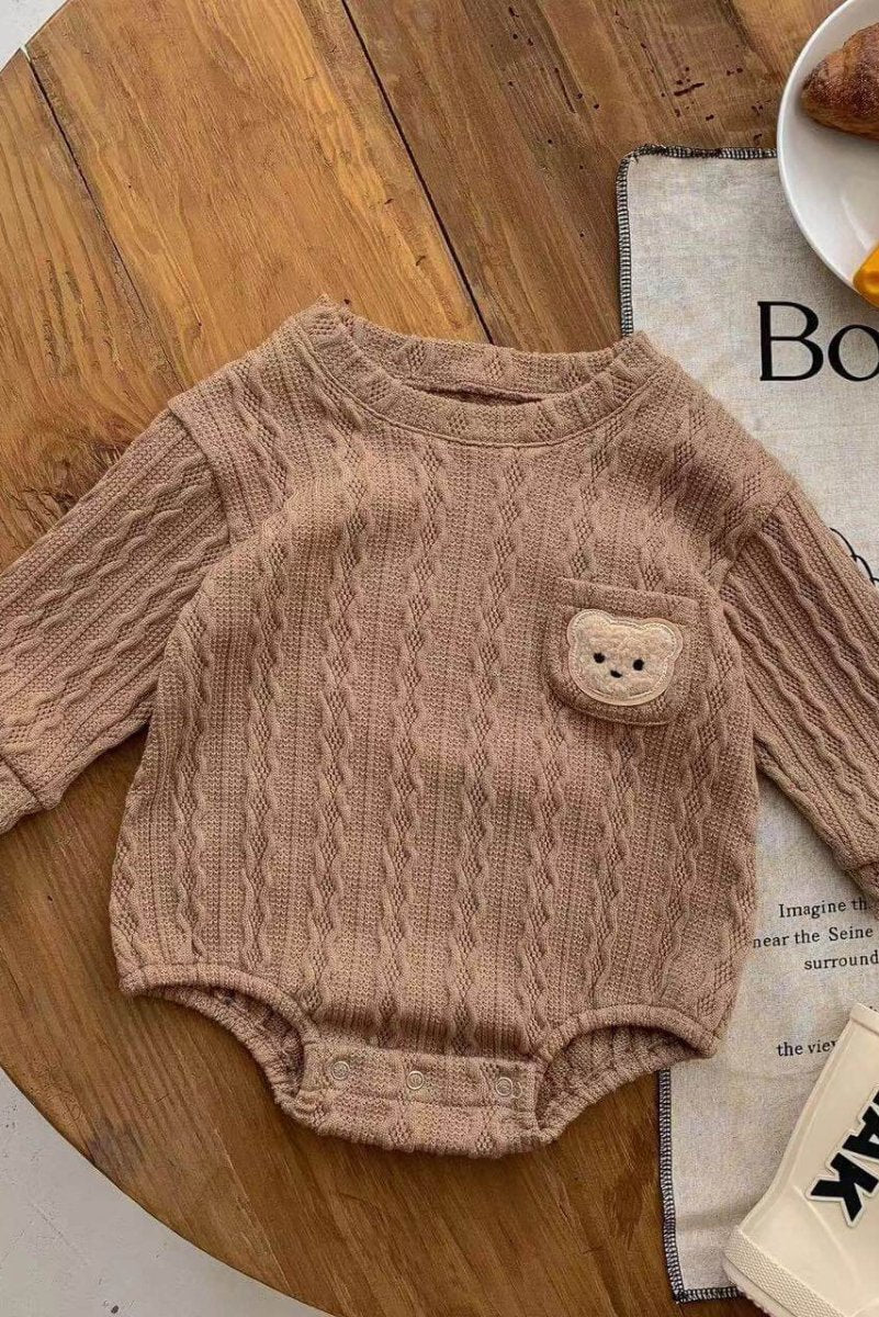 Autumn Bear Bodysuit, Green, White or Brown - Cozy Crew Club
