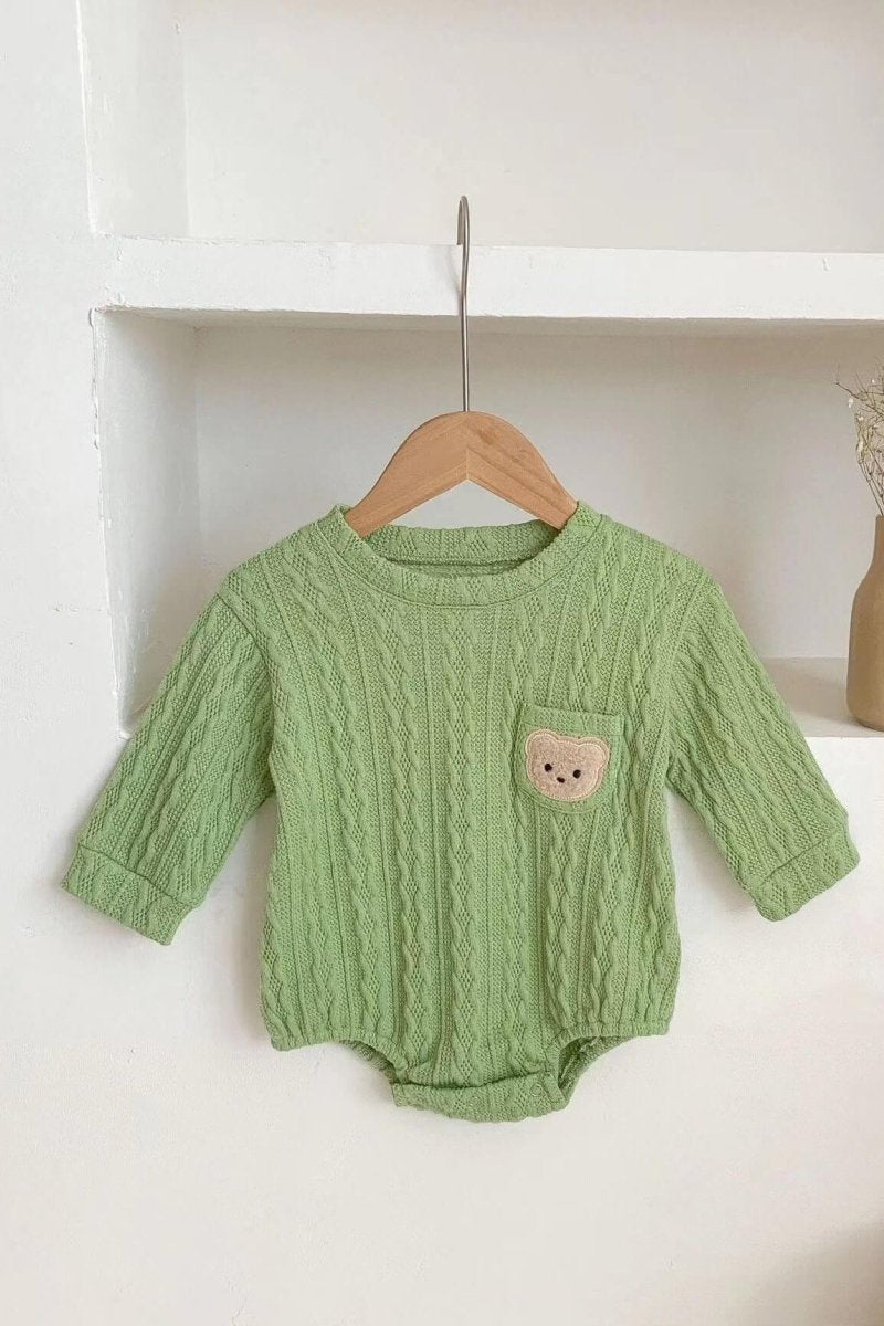 Autumn Bear Bodysuit, Green, White or Brown - Cozy Crew Club
