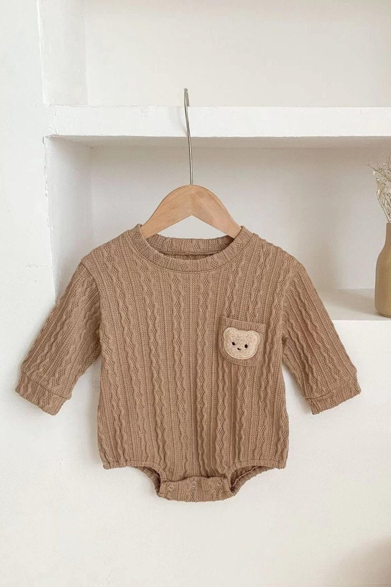 Autumn Bear Bodysuit, Green, White or Brown - Cozy Crew Club