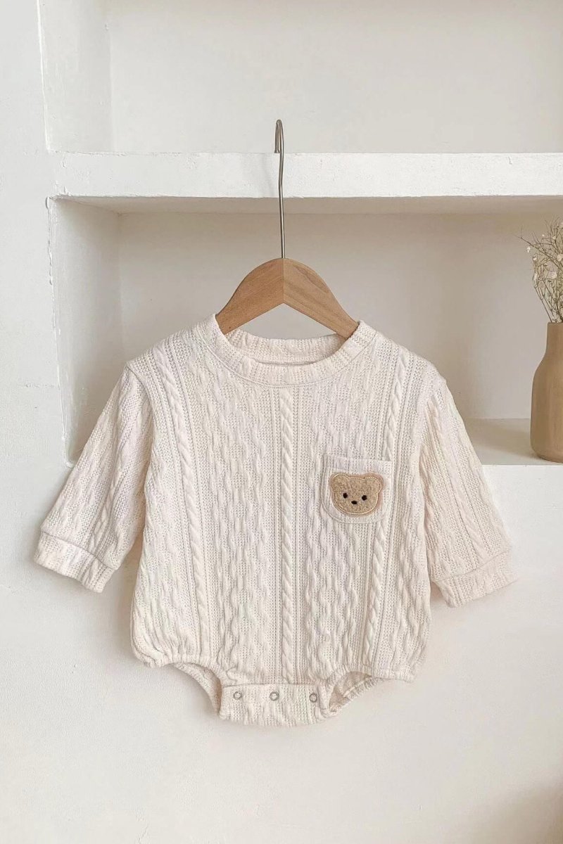 Autumn Bear Bodysuit, Green, White or Brown - Cozy Crew Club