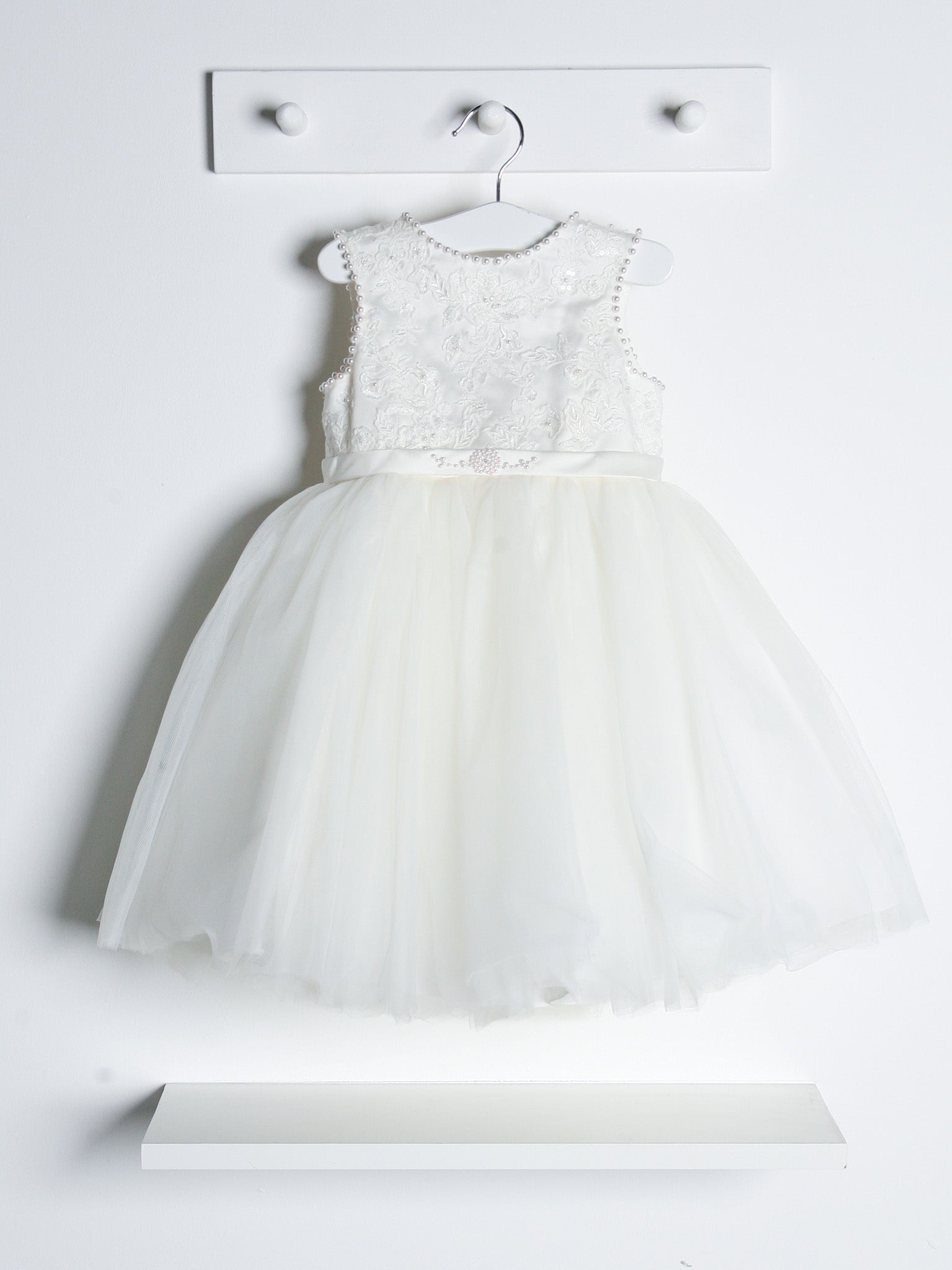 Sarah Louise Ivory Pearl Embellished Tulle Dress - Rose & Albert
