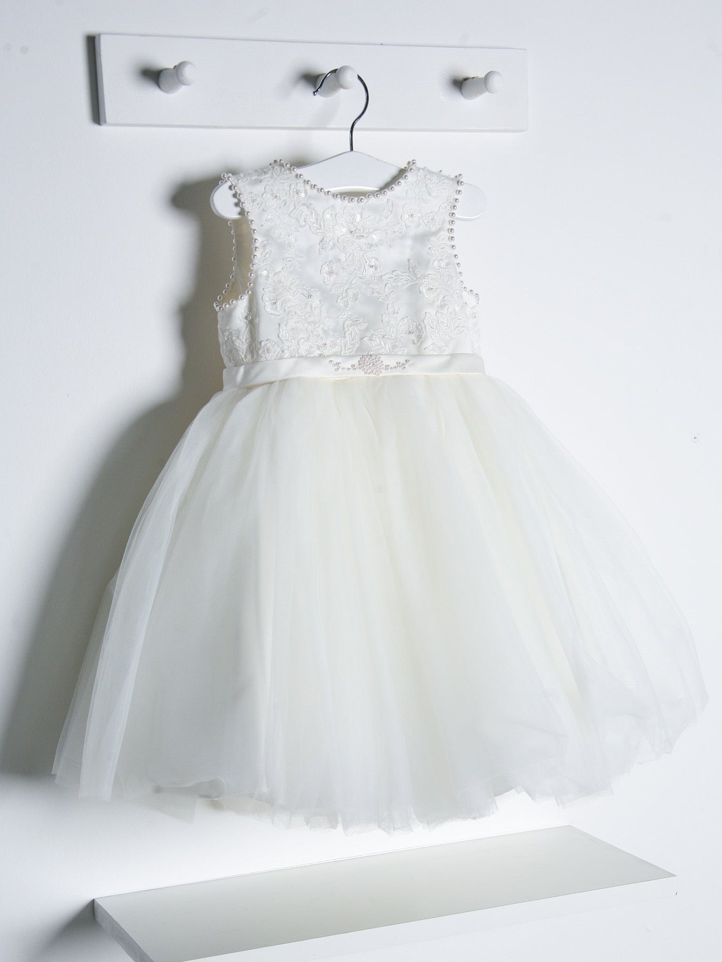 Sarah Louise Ivory Pearl Embellished Tulle Dress - Rose & Albert