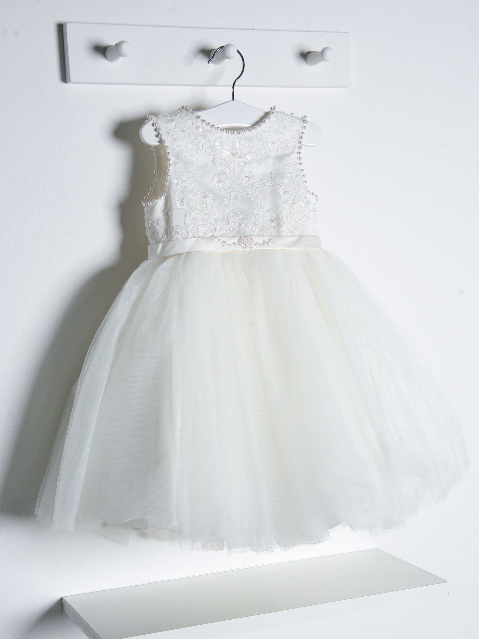 Sarah Louise Ivory Pearl Embellished Tulle Dress - Rose & Albert