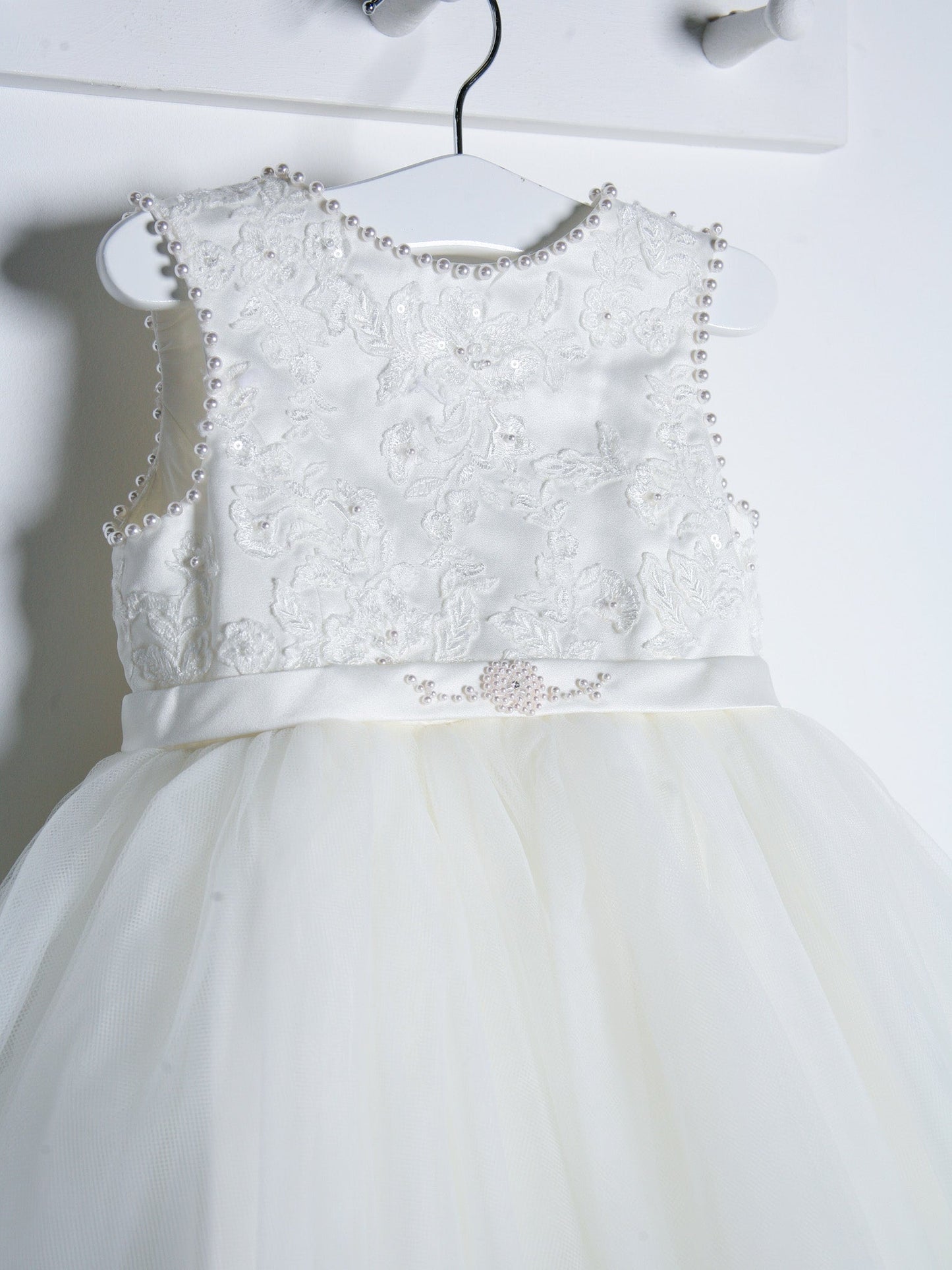 Sarah Louise Ivory Pearl Embellished Tulle Dress - Rose & Albert