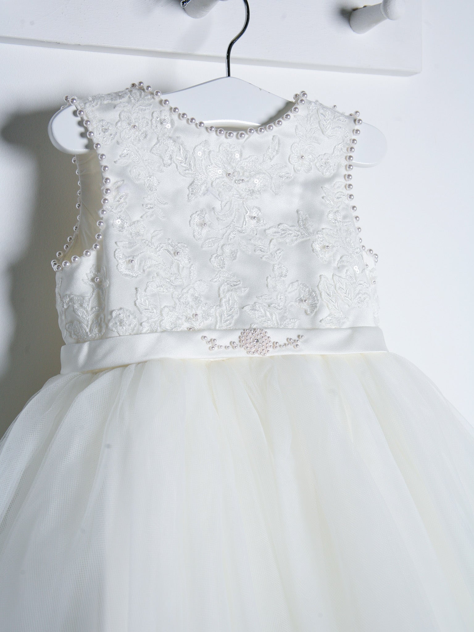 Sarah Louise Ivory Pearl Embellished Tulle Dress - Rose & Albert