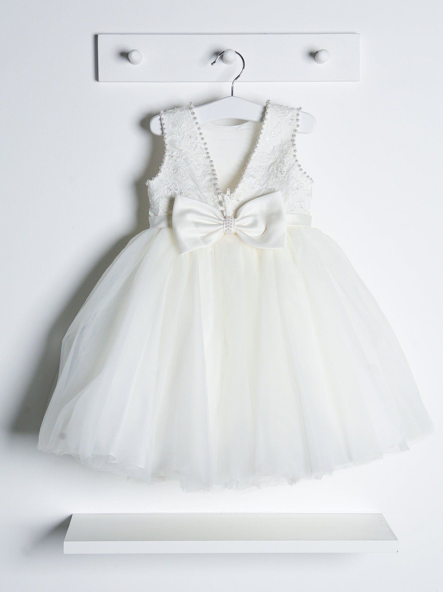 Sarah Louise Ivory Pearl Embellished Tulle Dress - Rose & Albert
