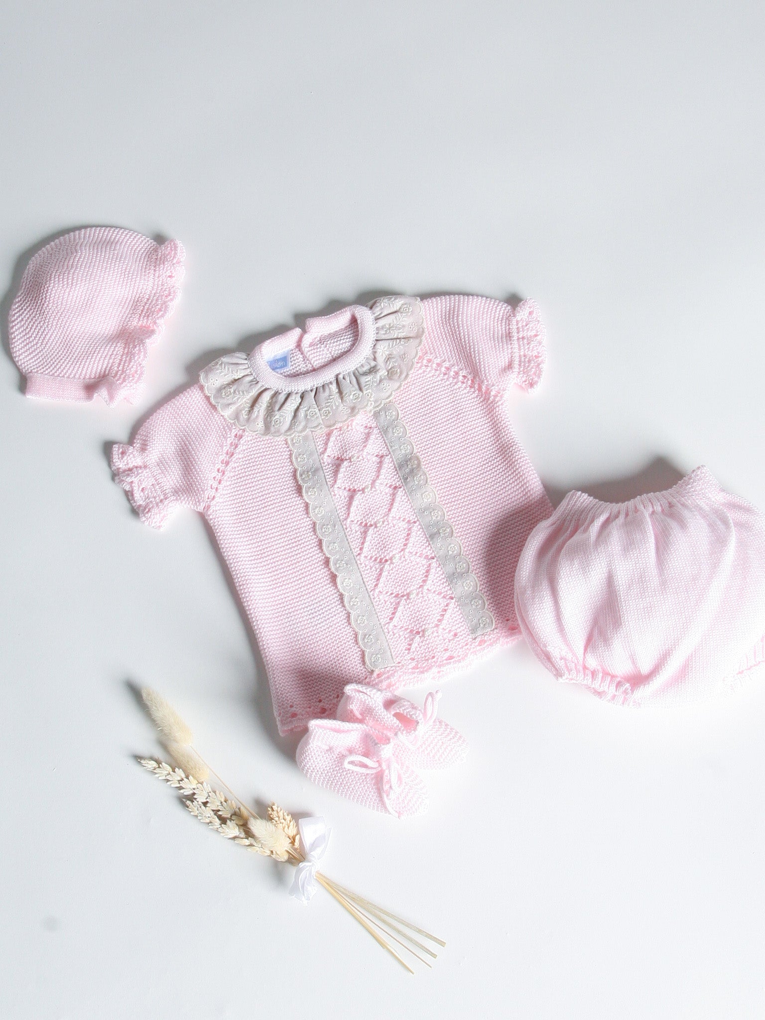 Mac Ilusion pink & lace knitted 4 piece set - Rose & Albert