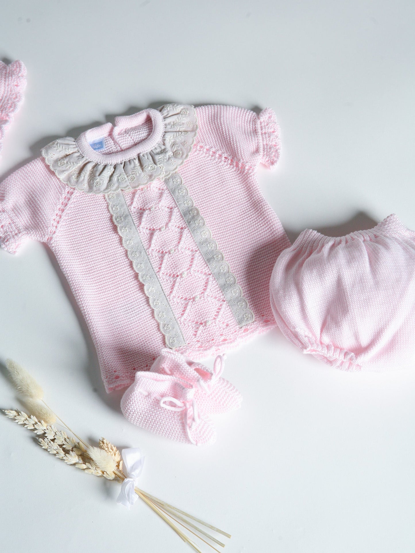 Mac Ilusion pink & lace knitted 4 piece set - Rose & Albert