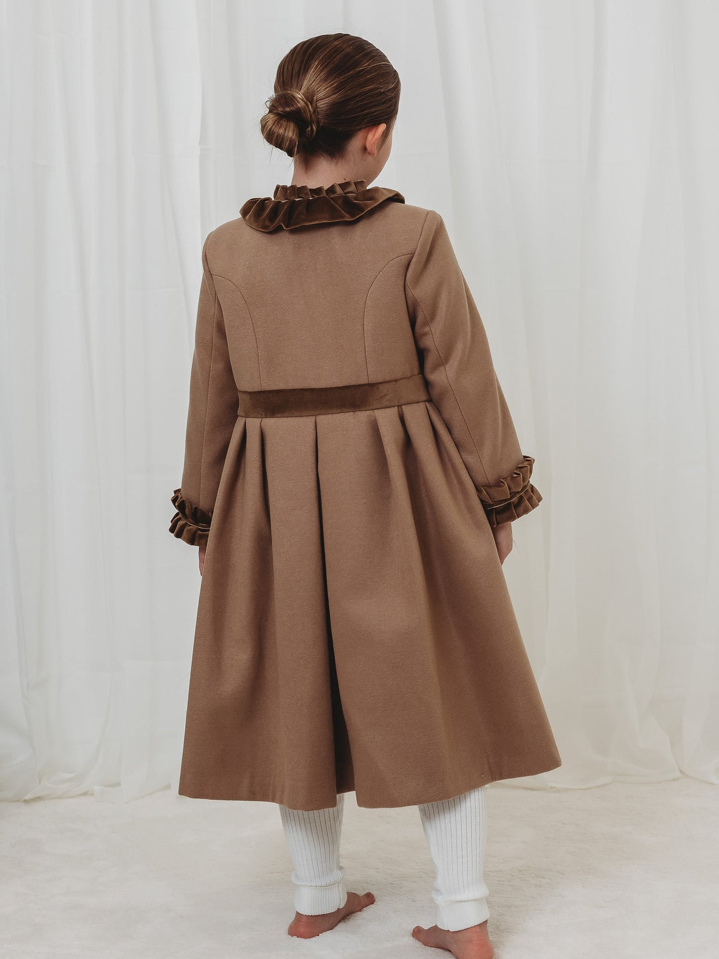 Sarah Louise Traditional velvet trimmed camel coat & hat - Rose & Albert