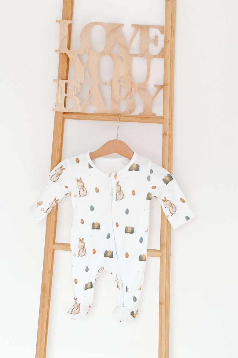 Cozy Easter Bunny Bamboo & Organic Cotton Zip Sleepsuit One Piece - Cozy Crew Club