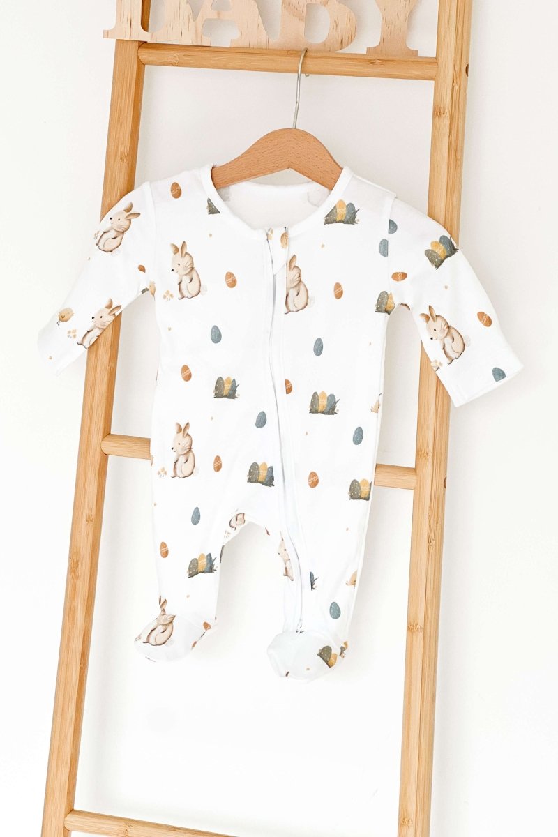 Cozy Easter Bunny Bamboo & Organic Cotton Zip Sleepsuit One Piece - Cozy Crew Club