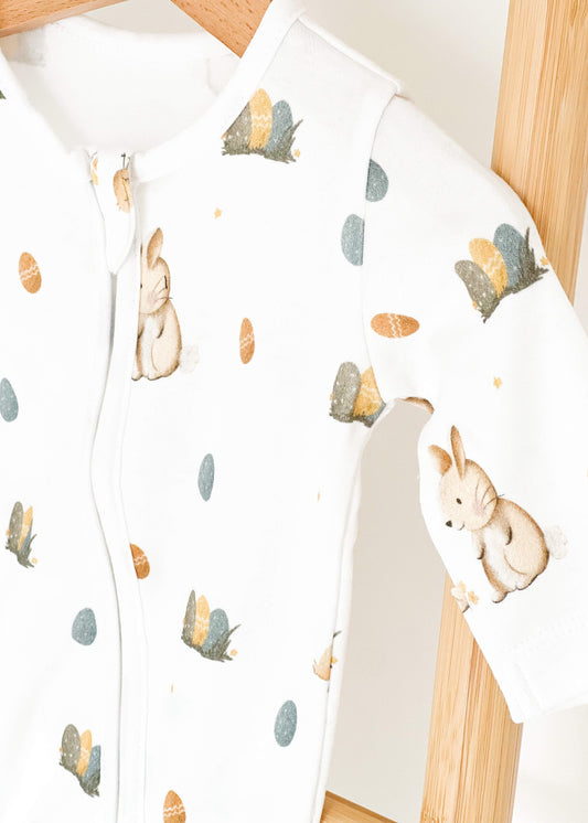 Cozy Easter Bunny Bamboo & Organic Cotton Zip Sleepsuit One Piece