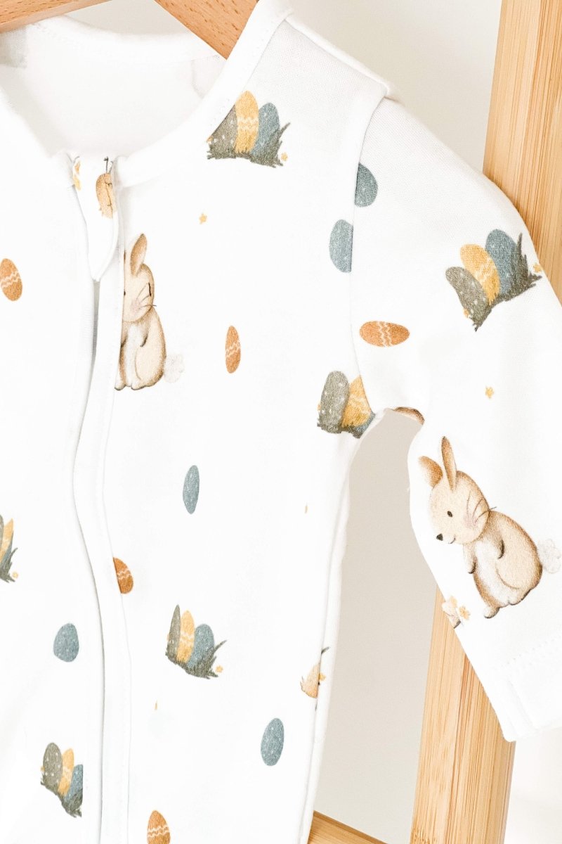 Cozy Easter Bunny Bamboo & Organic Cotton Zip Sleepsuit One Piece - Cozy Crew Club