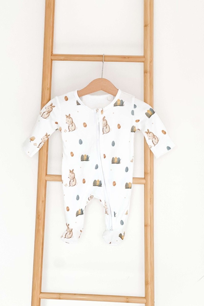 Cozy Easter Bunny Bamboo & Organic Cotton Zip Sleepsuit One Piece - Cozy Crew Club