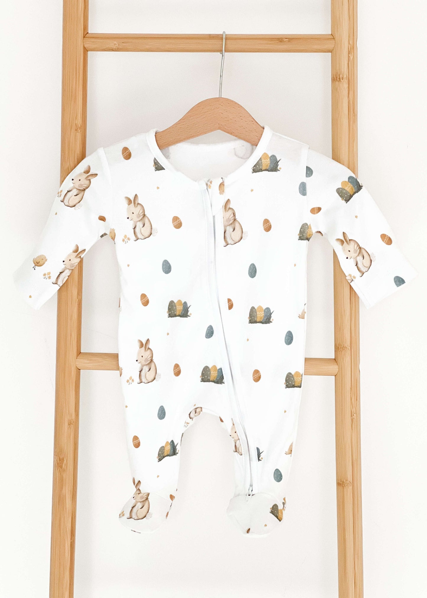 Cozy Easter Bunny Bamboo & Organic Cotton Zip Sleepsuit One Piece