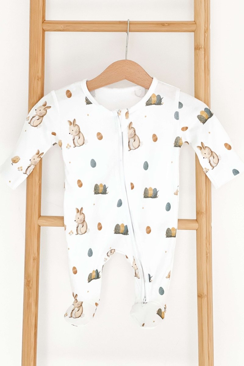 Cozy Easter Bunny Bamboo & Organic Cotton Zip Sleepsuit One Piece - Cozy Crew Club