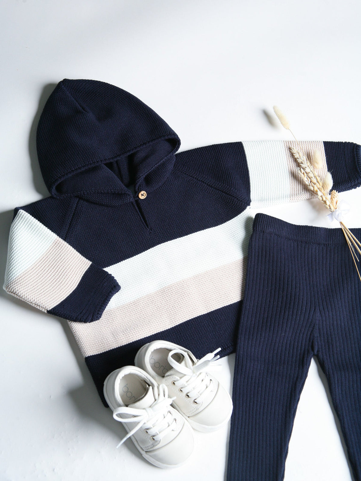 'Leo' Navy & Beige Hoodie & Trouser Set - Rose & Albert