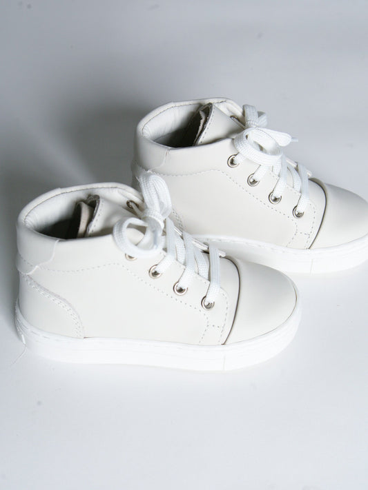 Borboleta Beige 'Danilo' Leather Hi-Top Boots - Rose & Albert