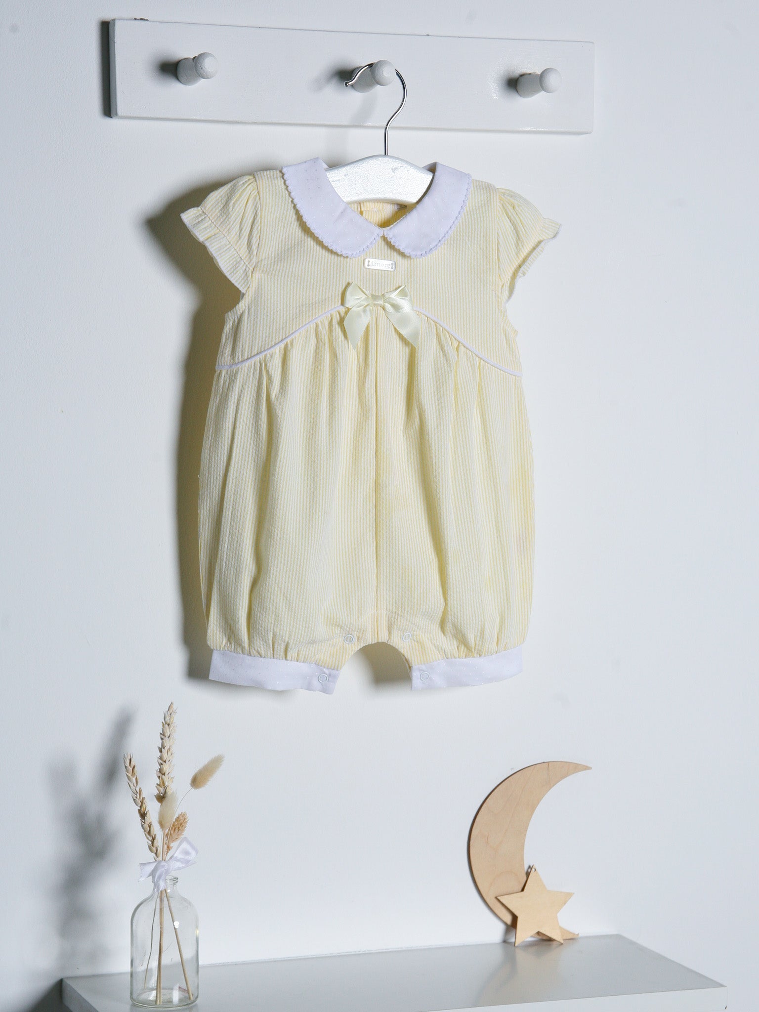 Lemon frill collar seersucker romper - Rose & Albert