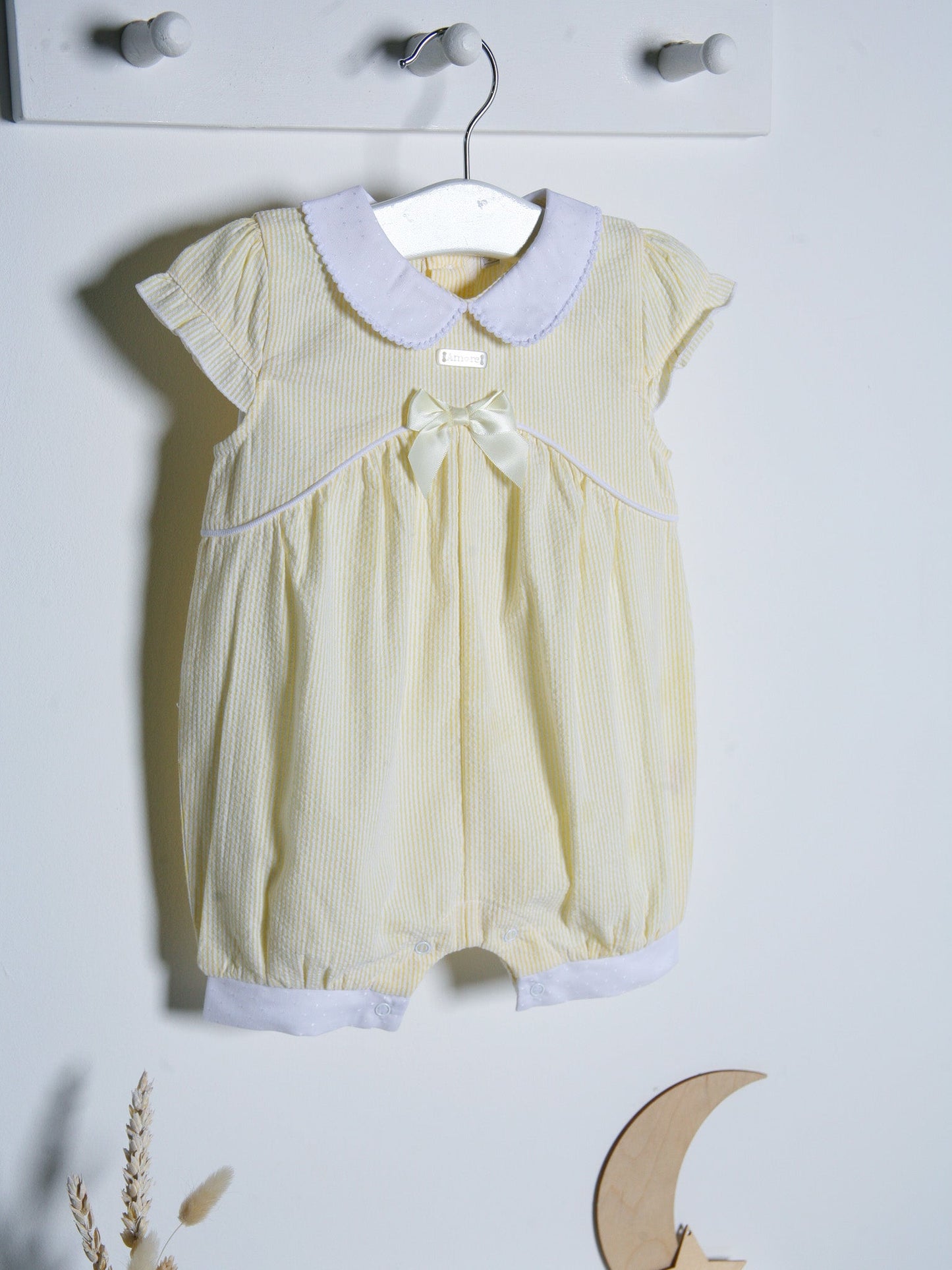 Lemon frill collar seersucker romper - Rose & Albert