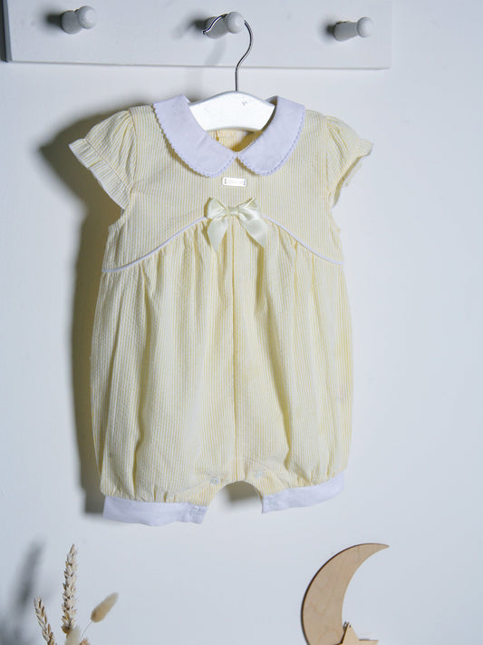 Lemon frill collar seersucker romper - Rose & Albert