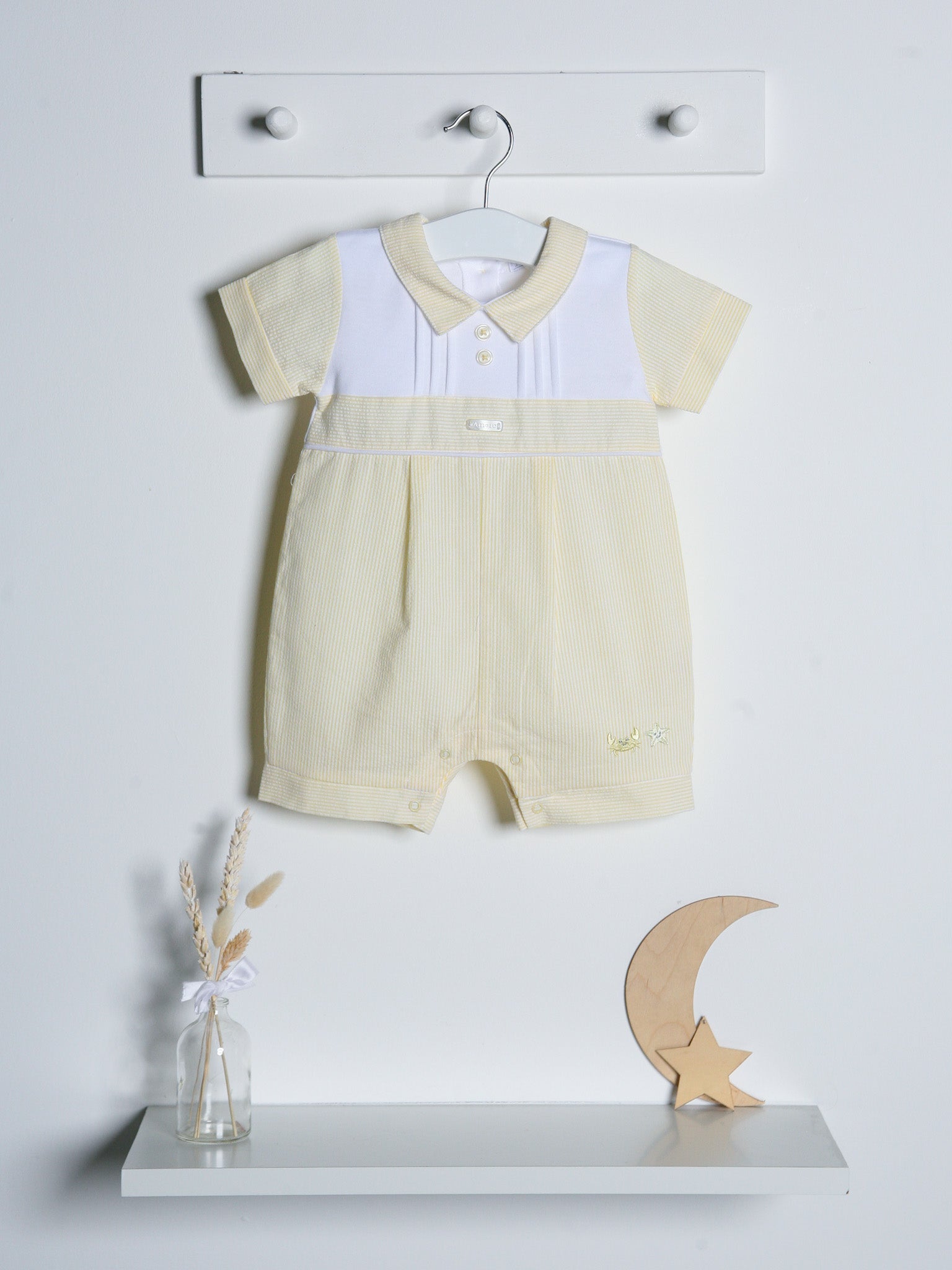 Lemon peter pan collar seersucker romper - Rose & Albert