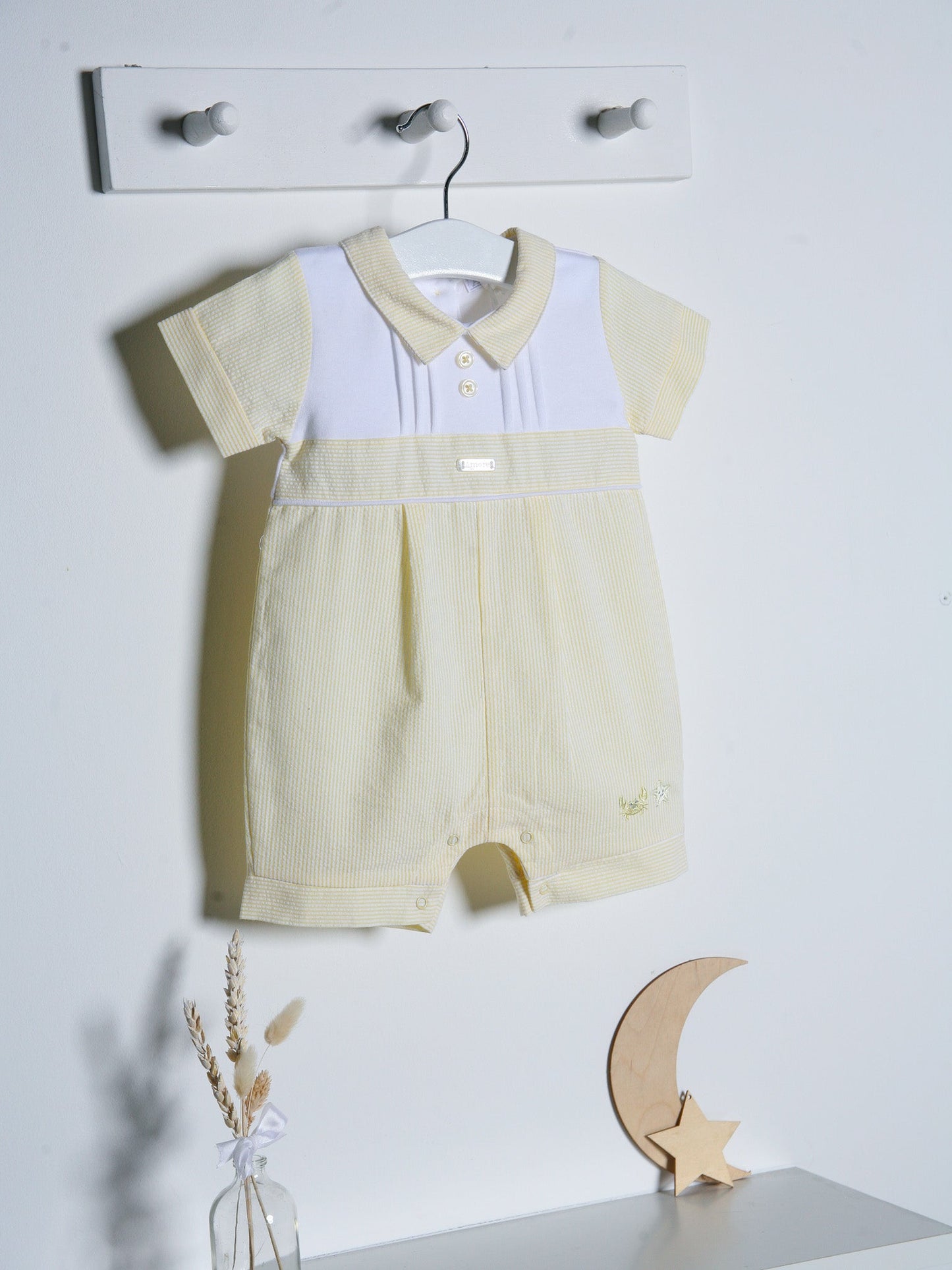 Lemon peter pan collar seersucker romper - Rose & Albert