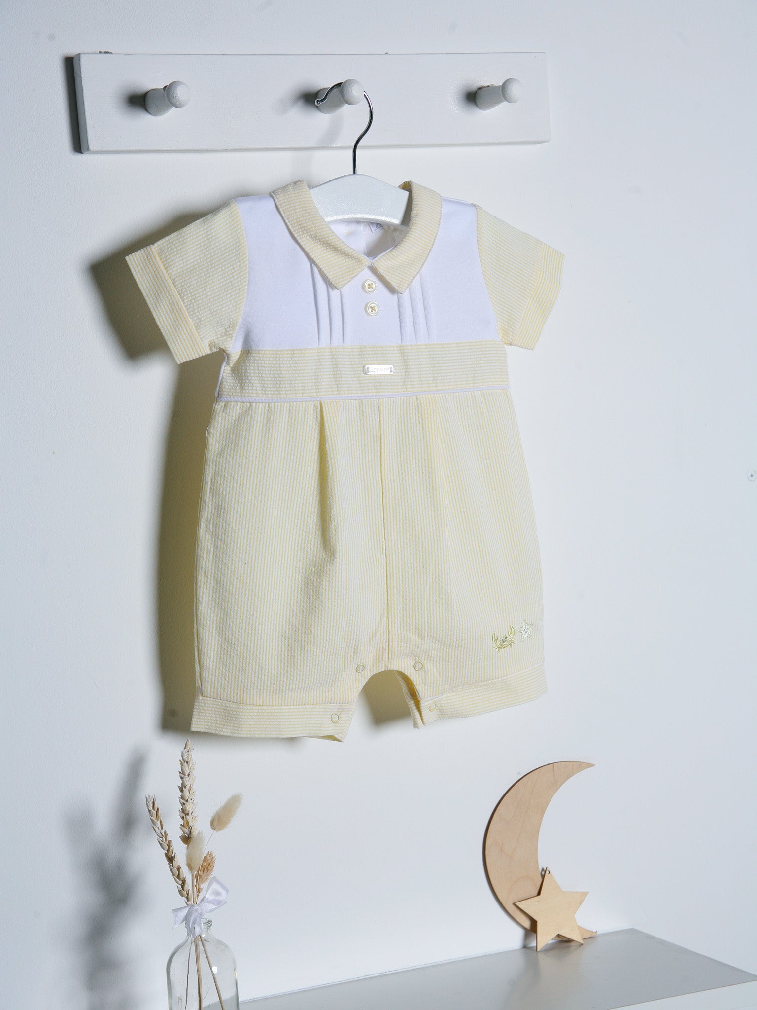Lemon peter pan collar seersucker romper - Rose & Albert