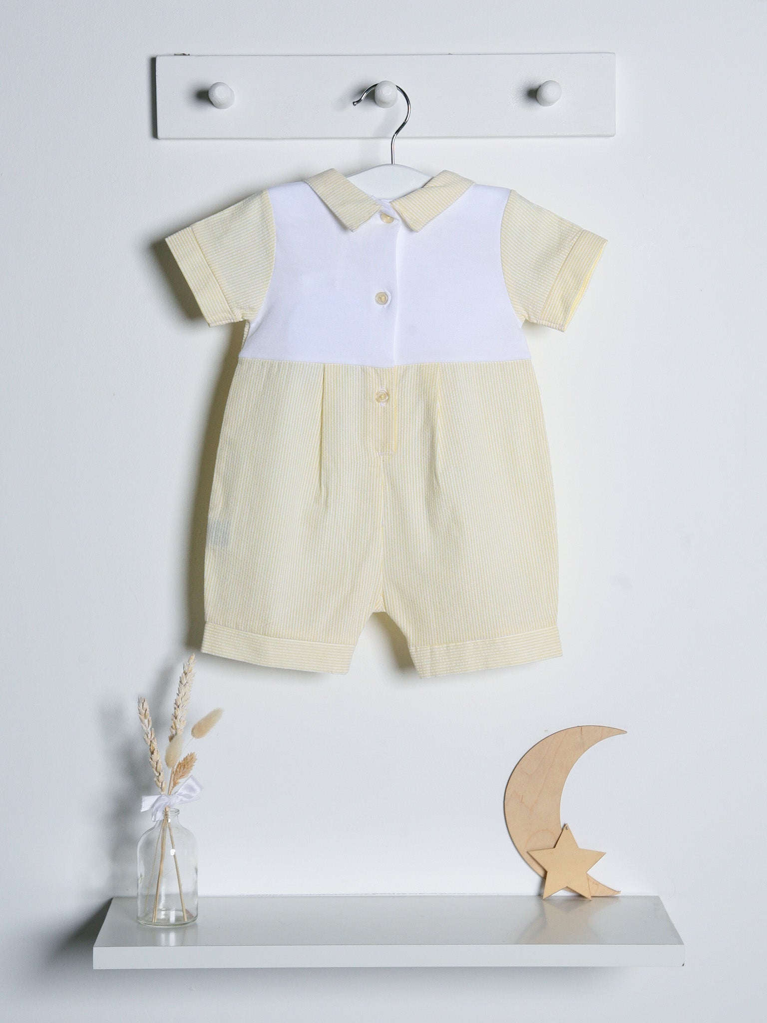Lemon peter pan collar seersucker romper - Rose & Albert