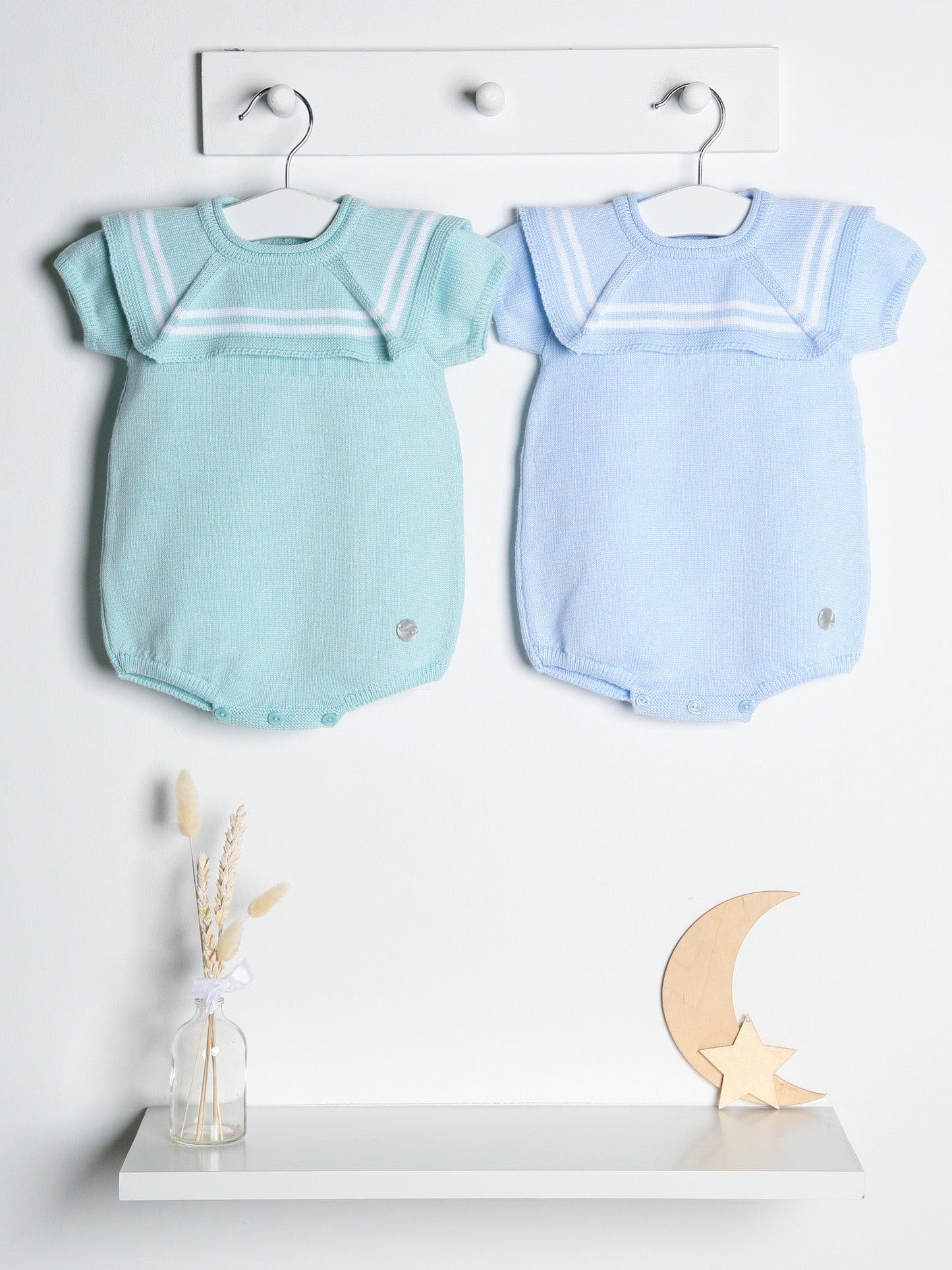 Beau' & Knitted Romper with Sailor Collar