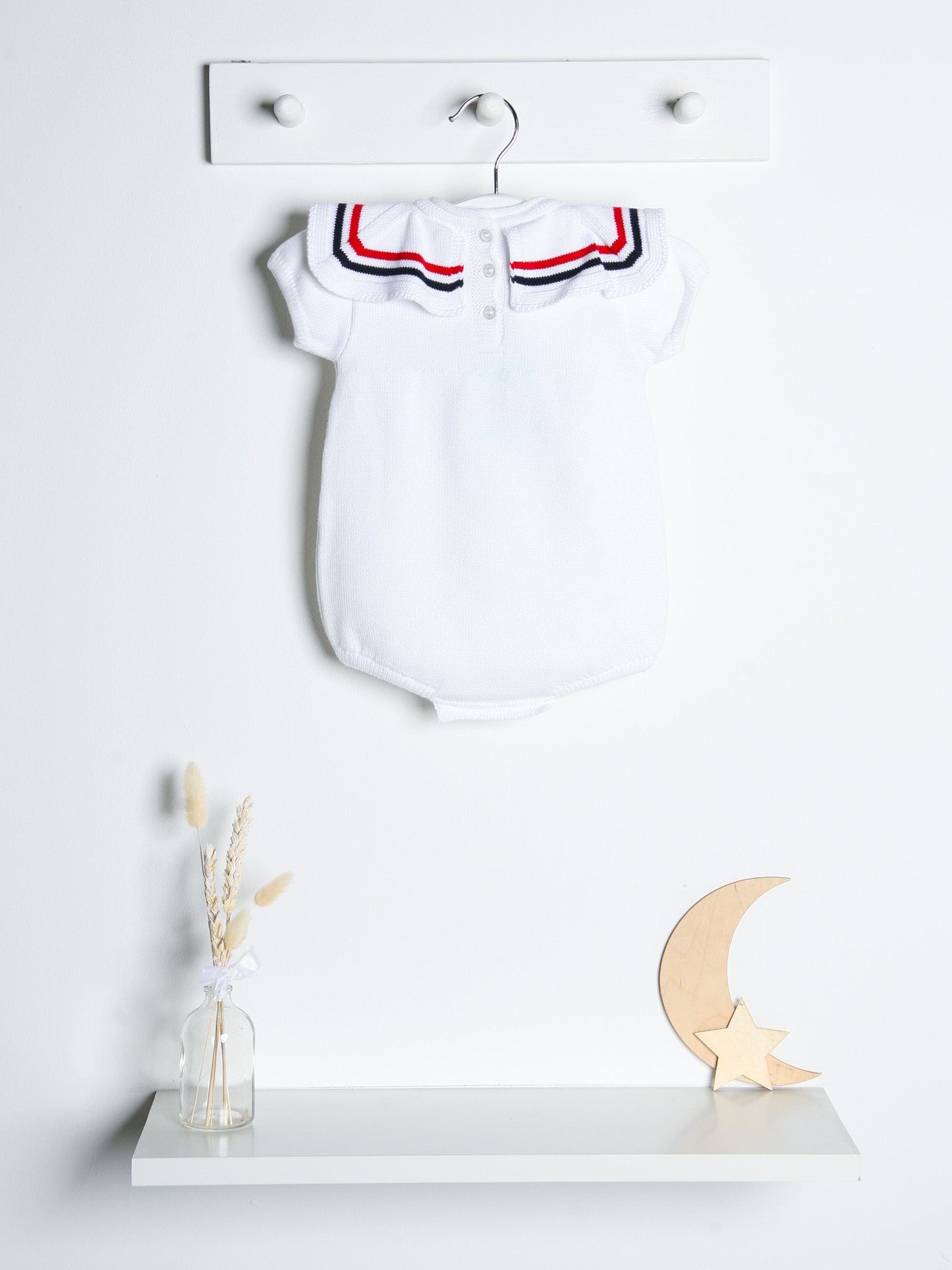 Joshua', & Knitted Romper with Sailor Collar