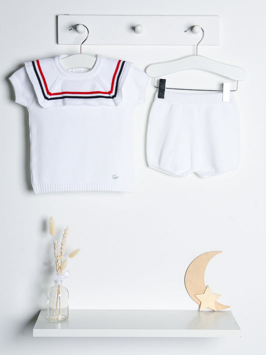 Oscar', & Knitted Short Set with Sailor Collar
