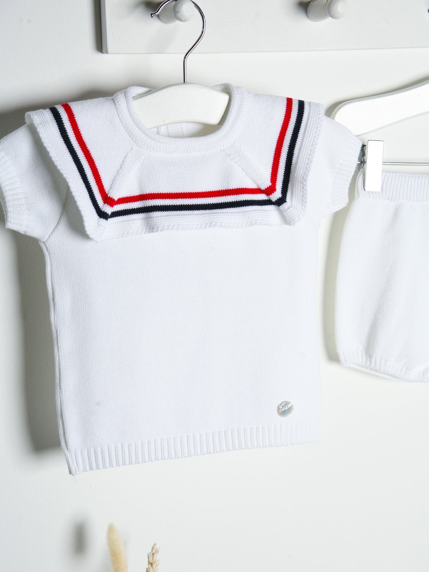 Oscar', & Knitted Short Set with Sailor Collar