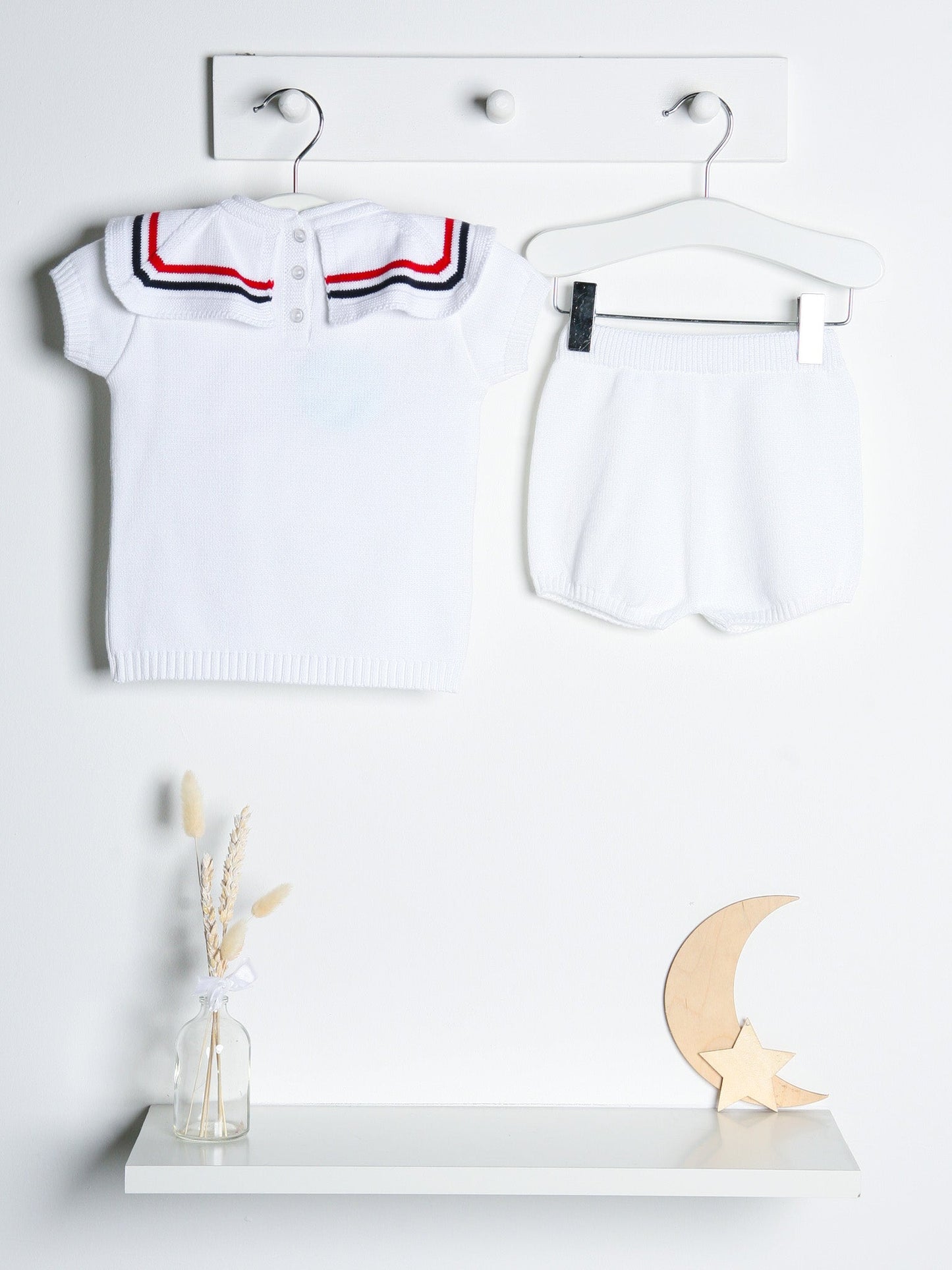 Oscar', & Knitted Short Set with Sailor Collar