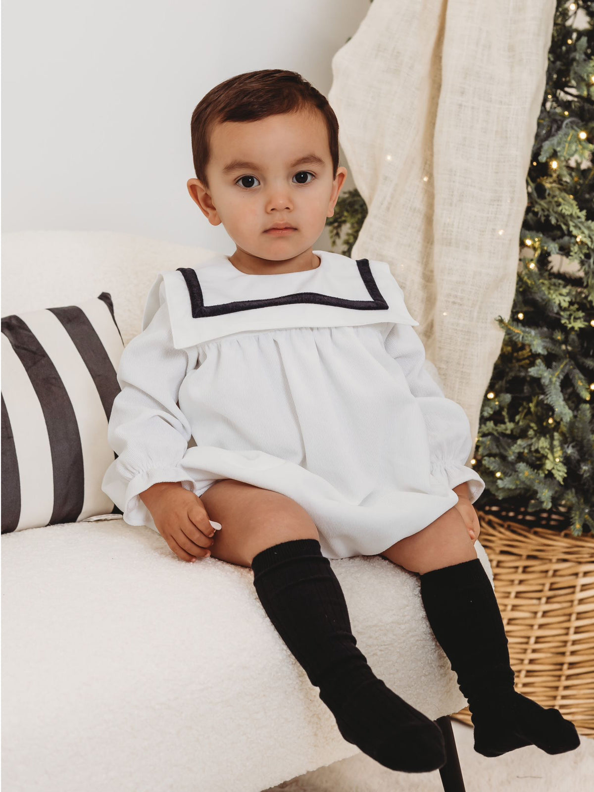 'Caleb' monochrome bib collar romper - Rose & Albert