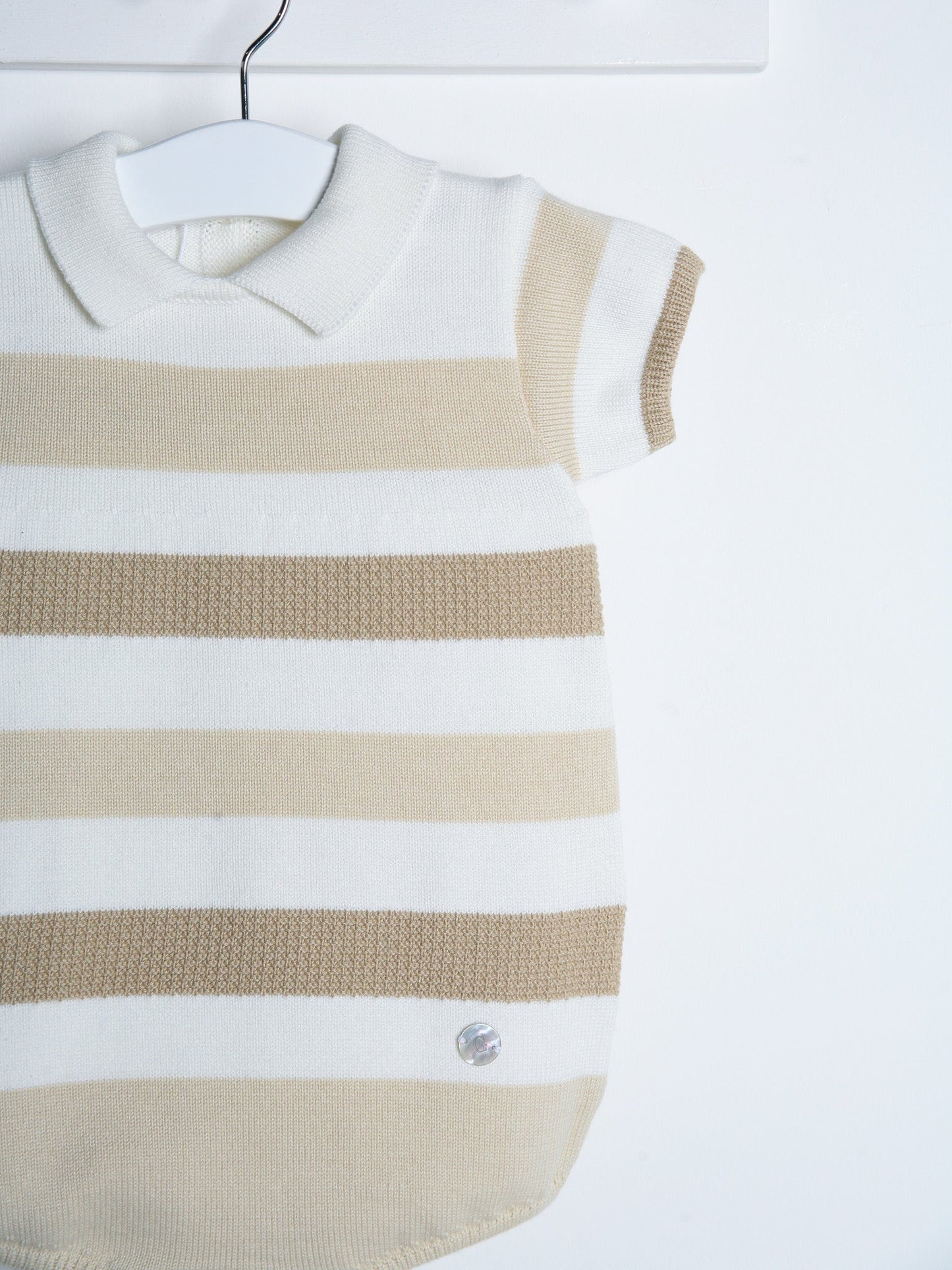 Miles' Stripe Knitted Romper with Polo Collar