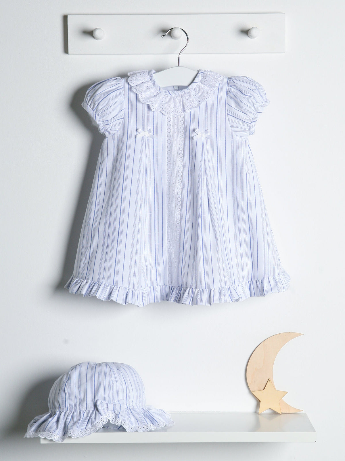 Exclusive to R&A by Sarah Louise Blue Stripe Dress with Sunhat - Rose & Albert