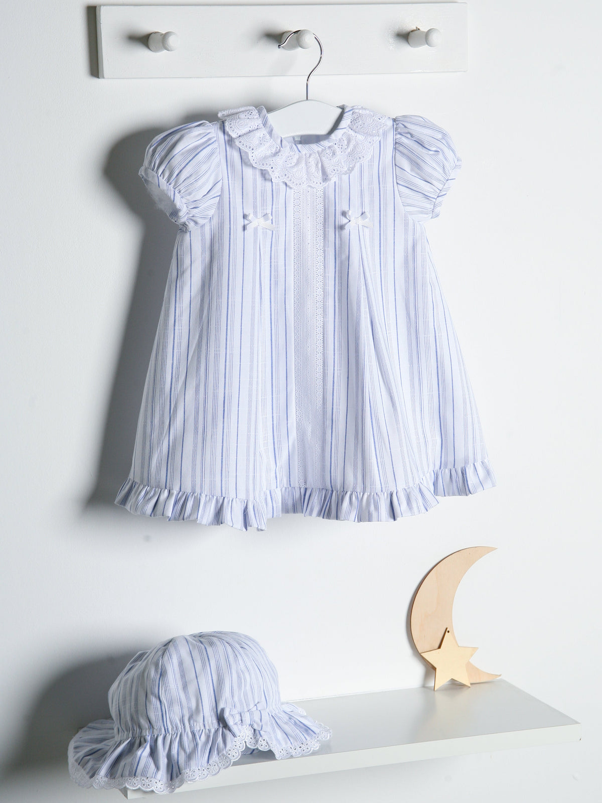 Exclusive to R&A by Sarah Louise Blue Stripe Dress with Sunhat - Rose & Albert